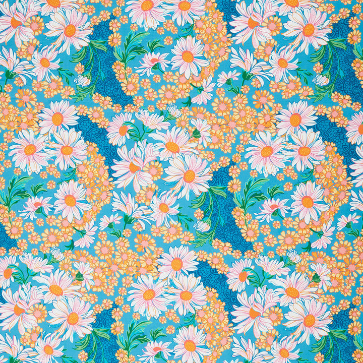 Sunflower Sonata - Daisies Aqua Yardage