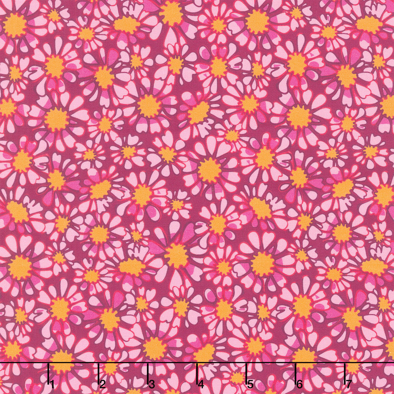 Sunflower Sonata - Small Daisies Pink Yardage