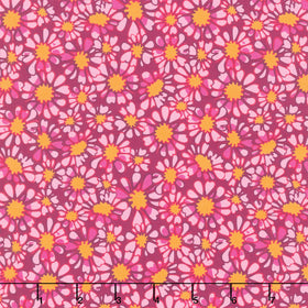 Sunflower Sonata - Small Daisies Pink Yardage