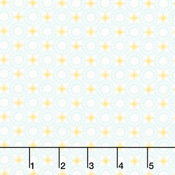Sunflower Sonata - Geometric White Yardage