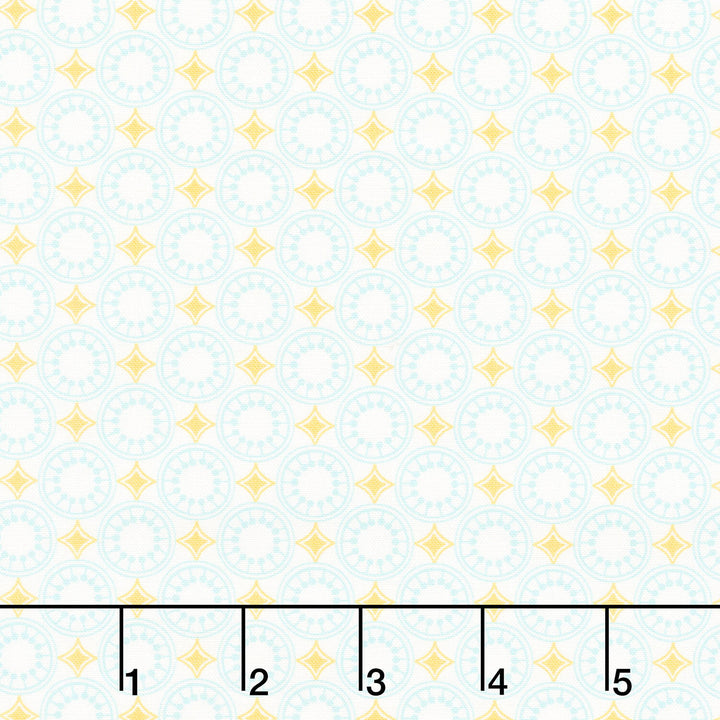 Sunflower Sonata - Geometric White Yardage