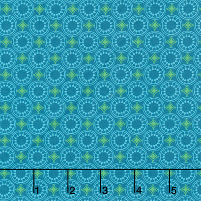 Sunflower Sonata - Geometric Blue Yardage