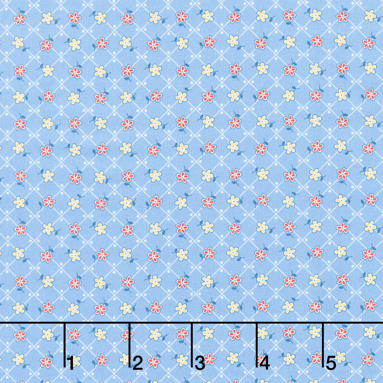 Darlene's Favorites - Flower Geo Squares Blue Yardage