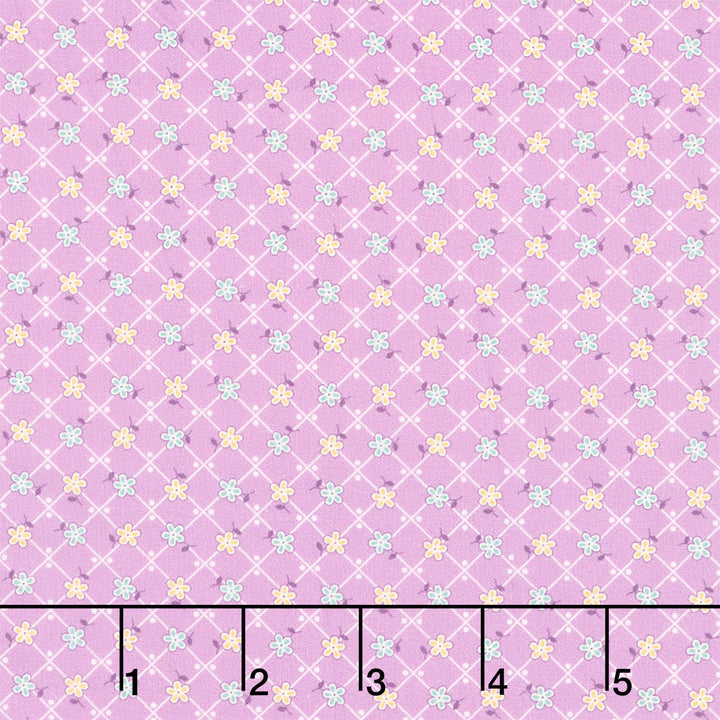 Darlene's Favorites - Flower Geo Squares Lavender Yardage