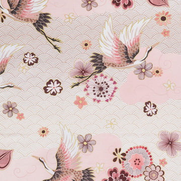 Imperial Collections - Graceful Cranes Plum Blossoms Waves Cream Metallic Yardage