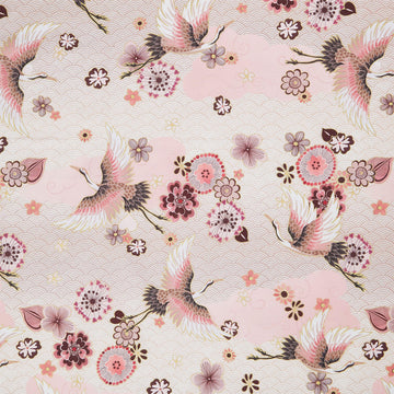 Imperial Collections - Graceful Cranes Plum Blossoms Waves Cream Metallic Yardage