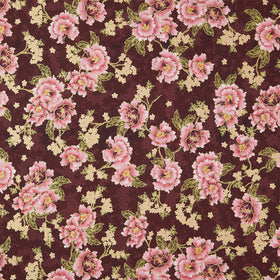 Imperial Collections - Graceful Cranes Flowers Plum Metallic Yardage