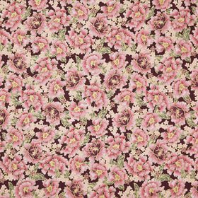 Imperial Collections - Graceful Cranes Packed Flowers Plum Metallic Yardage