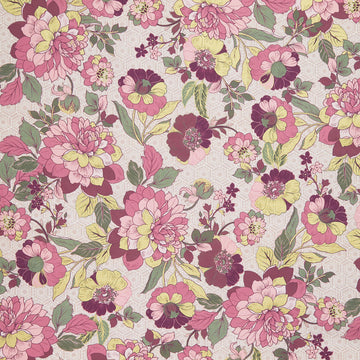 Imperial Collections - Graceful Cranes Flat Floral Pearl Pink Metallic Yardage