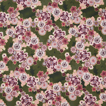 Imperial Collections - Graceful Cranes Decorative Floral Moss Metallic Yardage