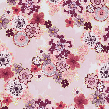 Imperial Collections - Graceful Cranes Decorative Floral Pearl Pink Metallic Yardage