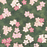 Imperial Collections - Graceful Cranes Medium Blossom Forest Metallic Yardage