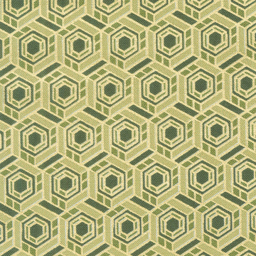 Imperial Collections - Graceful Cranes Geo Lattice Jade Metallic Yardage