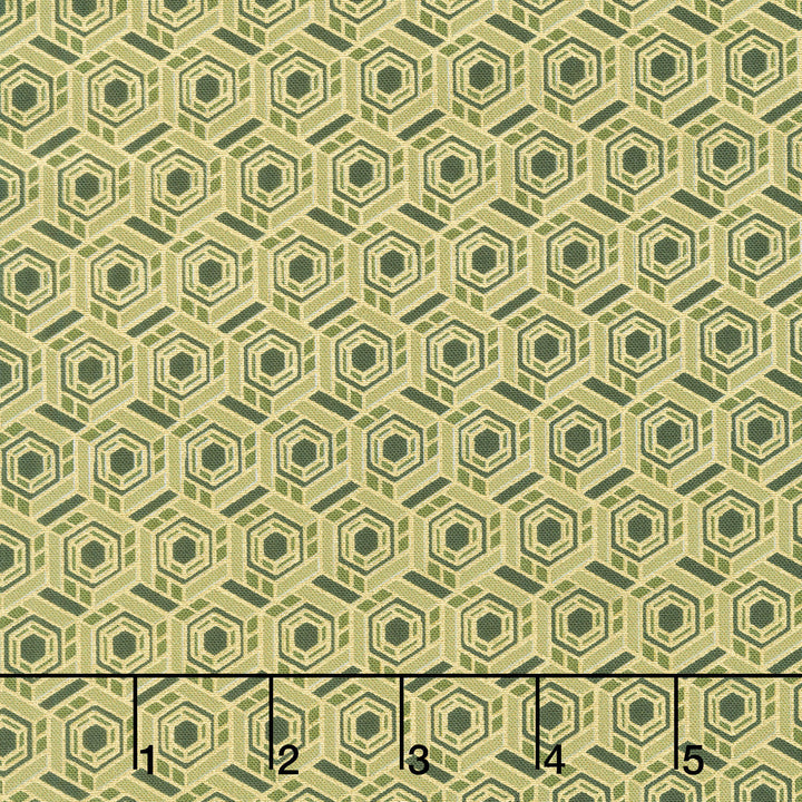 Imperial Collections - Graceful Cranes Geo Lattice Jade Metallic Yardage