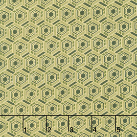 Imperial Collections - Graceful Cranes Geo Lattice Jade Metallic Yardage