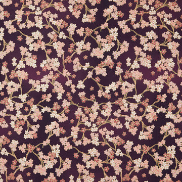 Imperial Collections - Graceful Cranes Cherry Blossoms Plum Metallic Yardage