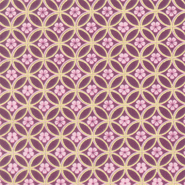Imperial Collections - Graceful Cranes Blossom Circle Plum Metallic Yardage