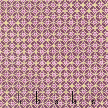 Imperial Collections - Graceful Cranes Blossom Circle Plum Metallic Yardage