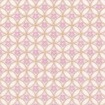 Imperial Collections - Graceful Cranes Blossom Circle Pearl Metallic Pink Yardage