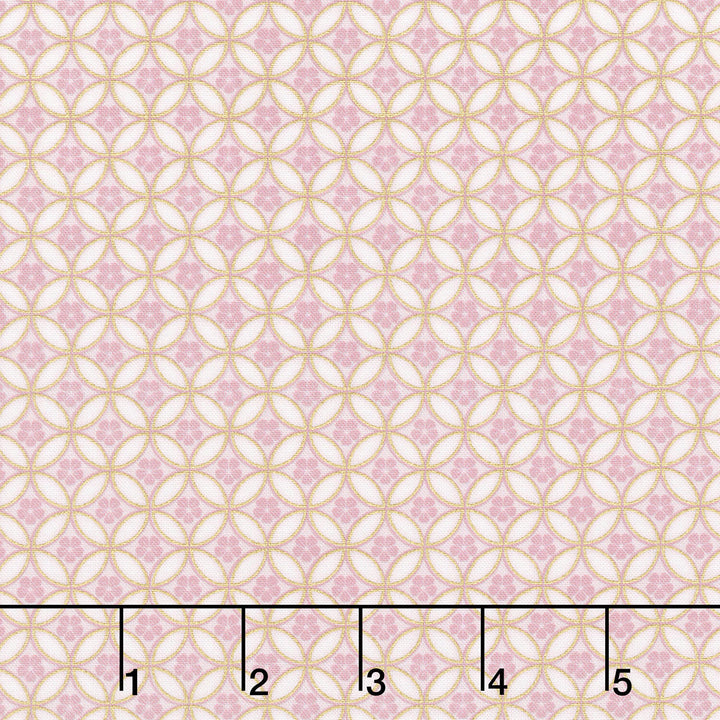 Imperial Collections - Graceful Cranes Blossom Circle Pearl Metallic Pink Yardage