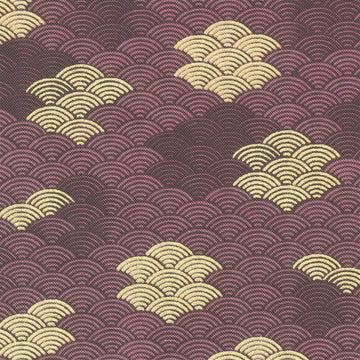 Imperial Collections - Graceful Cranes Waves Plum Metallic Yardage