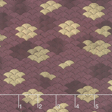 Imperial Collections - Graceful Cranes Waves Plum Metallic Yardage