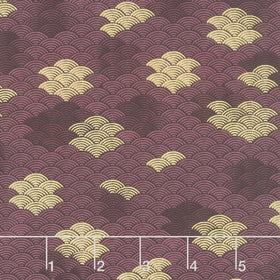 Imperial Collections - Graceful Cranes Waves Plum Metallic Yardage