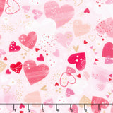 Charming Love - Tossed Hearts Banners Sweet Yardage