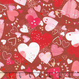Charming Love - Tossed Hearts Banners Valentine Yardage