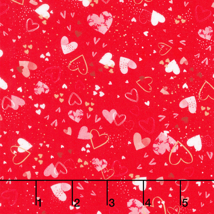 Charming Love - Tossed Small Hearts Valentine Yardage