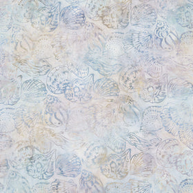 Artisan Batiks - Coastal Shells Large Shells Dusty Blue Yardage