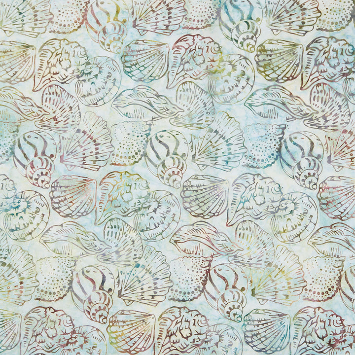 Artisan Batiks - Coastal Shells Large Shells Island Green Yardage