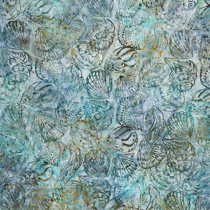 Artisan Batiks - Coastal Shells - Large Shells Balsam Yardage