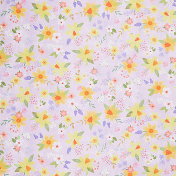 Happy Easter - Tossed Flowers Lilac Yardage