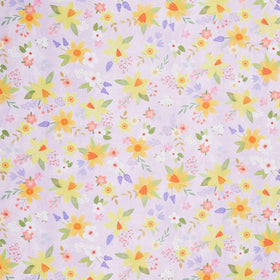 Happy Easter - Tossed Flowers Lilac Yardage