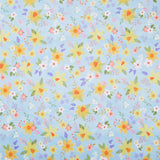 Happy Easter - Tossed Flowers Lt. Blue Yardage