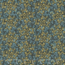 Love Mom - Swirls, Vines Black Yardage