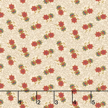 Love Mom - Flowers, Dots Tan Yardage