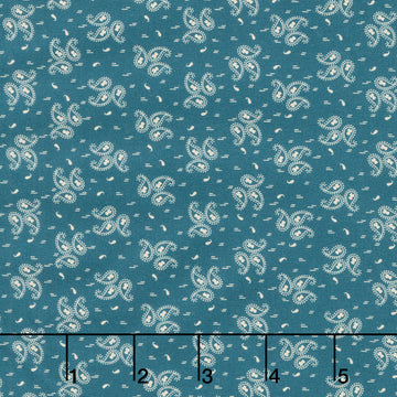 Love Mom - Paisley Teal Blue Yardage