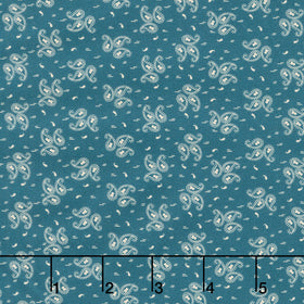 Love Mom - Paisley Teal Blue Yardage