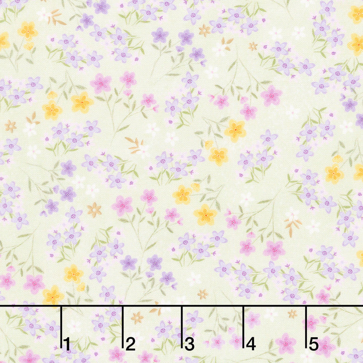 Happy Easter - Small Tossed Flowers Mint Yardage
