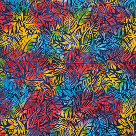 Artisan Batiks - Aloha Sunset Packed Leaves Bright Yardage