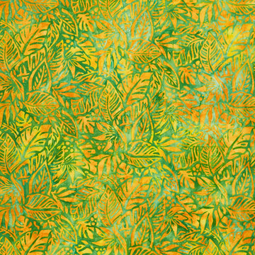 Artisan Batiks - Aloha Sunset Packed Leaves Gecko Yardage