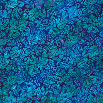 Artisan Batiks - Aloha Sunset Variety Tropical Leaves Peacock Yardage