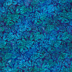 Artisan Batiks - Aloha Sunset Variety Tropical Leaves Peacock Yardage