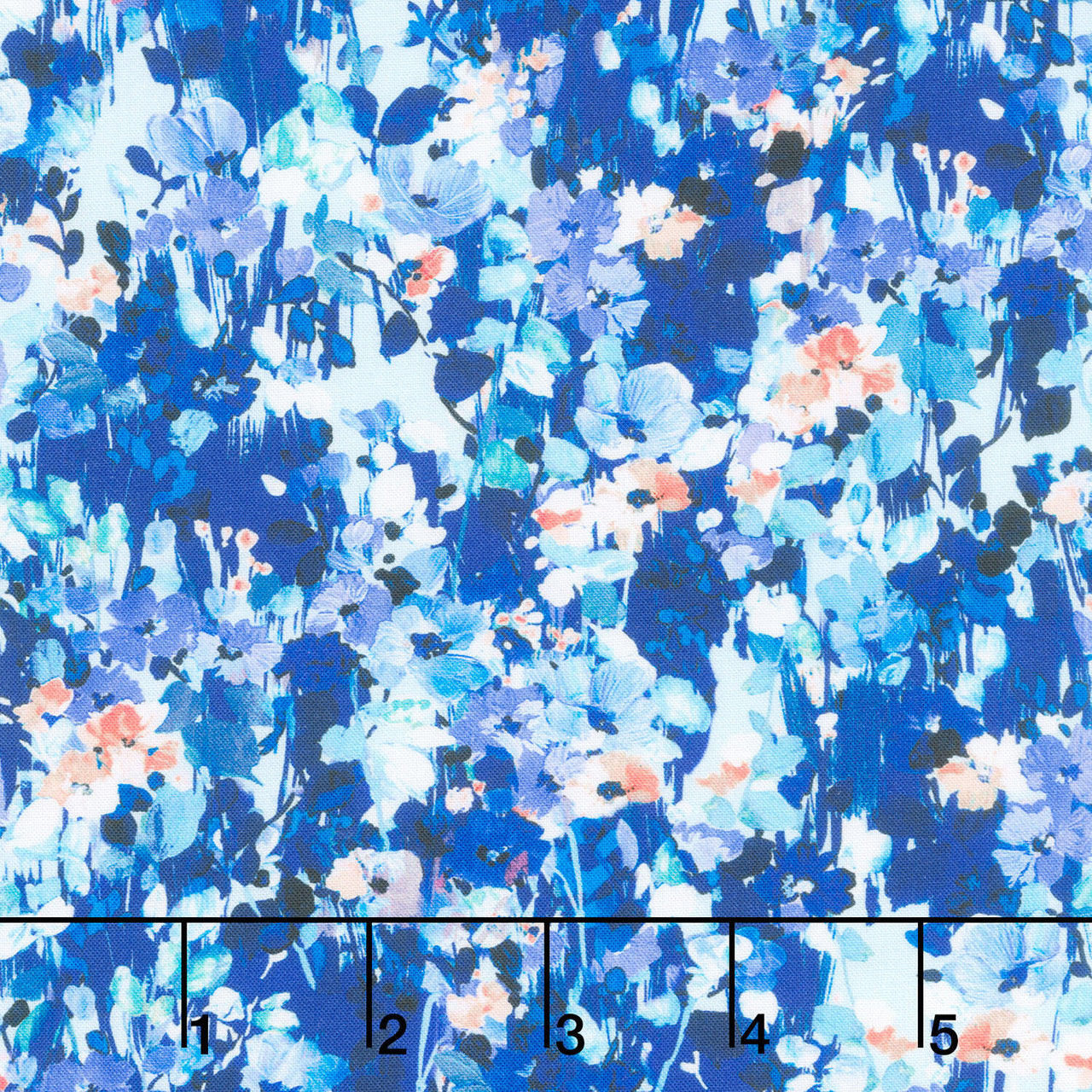 Painterly Petals - Valley Electric Floral Cerulean Yardage