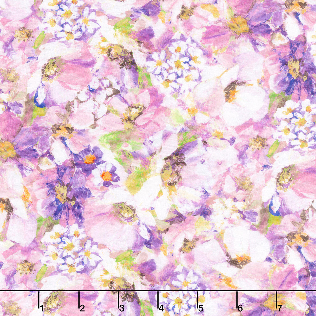 Painterly Petals - Valley Daisy Floral Plum Yardage