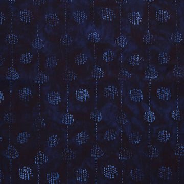 Artisan Batiks - Kasuri Dotted Circles & Stripes Indigo Yardage