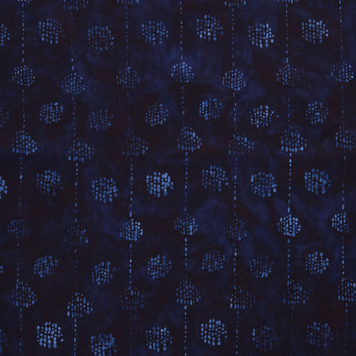 Artisan Batiks - Kasuri Dotted Circles & Stripes Indigo Yardage