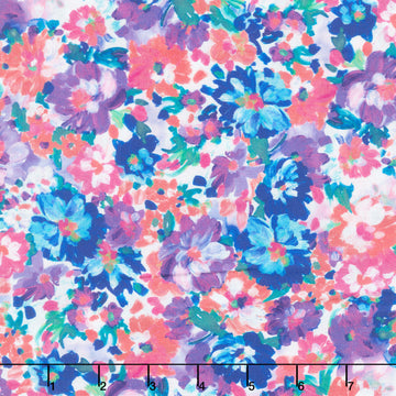 Painterly Petals - Valley Packed Flowers Zinnia 108" Wide Backing Yardage